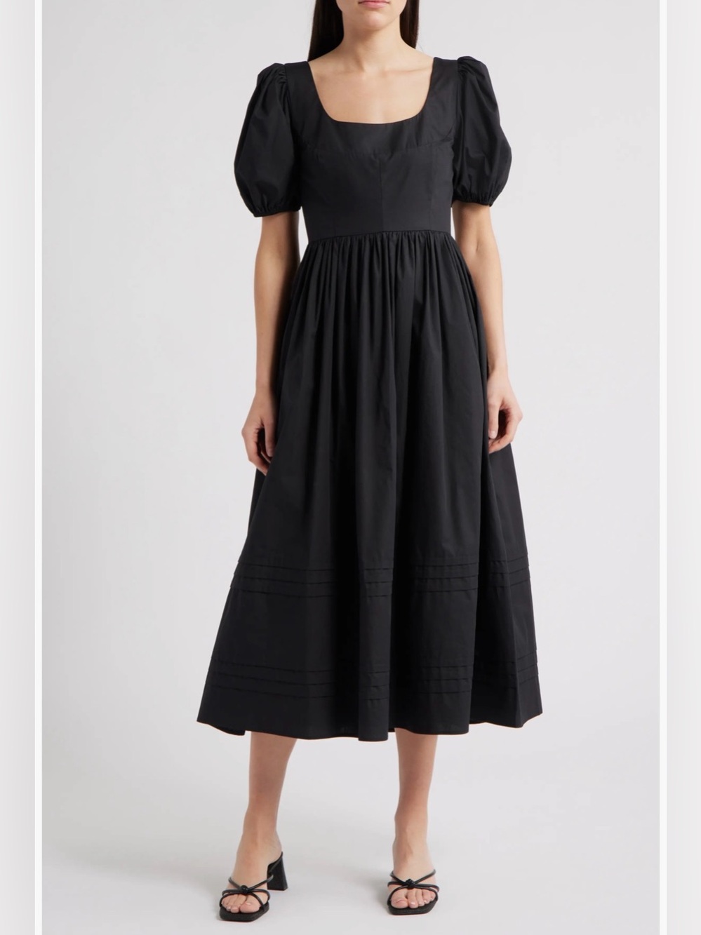 MOON RIVER - Puff Sleeve Cotton Midi Dress Size M